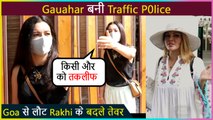 Rakhi Sawant In Glamorous Avatar As She Returns From Goa | Gauahar Khan Becomes Traffic P0lice For Media