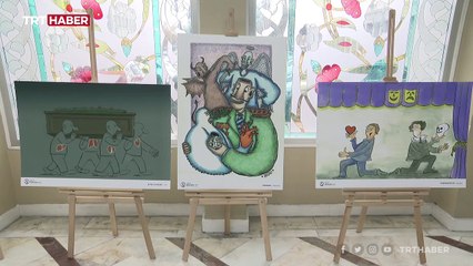 Organ bağışına dikkat çeken karikatürler Ankara'da sergileniyor