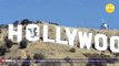 The Hollywood sign was vandalized Friday with an image of a dairy cow in the middle of the first