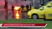 Sultangazi'de seyir halindeki ticari taksi alev alev yandı