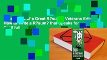 Read Signs of a Great R?sum?: Veterans Edition: How to Write a R?sum? that Speaks for Itself full