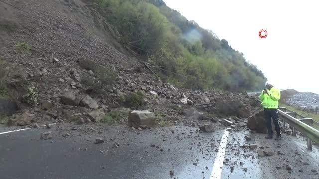 Zonguldak'ta heyelan sonrası karayolu ulaşıma kapandı