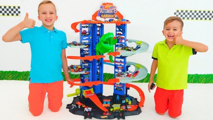 Vlad and Niki pretend play Ultimate Garage - Hot Wheels City
