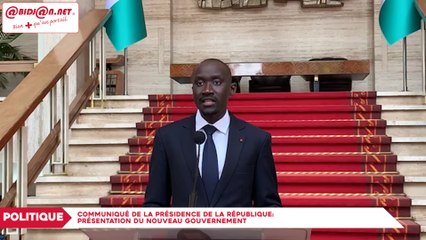 Communiqué de la Présidence de la République: Présentation du nouveau gouvernement
