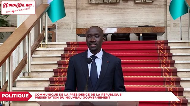 Communiqué de la Présidence de la République: Présentation du nouveau gouvernement