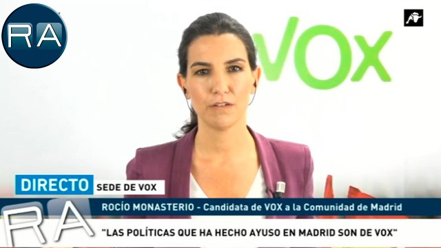 Rocío Monasterio recuerda que las políticas que ha hecho Ayuso en Madrid son de VOX