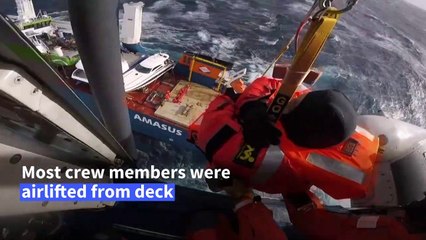 Man jumps overboard in dramatic evacuation of Dutch cargo ship