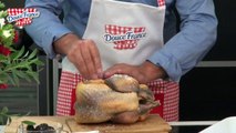 Chapon de pintade aux pommes et aux pruneaux