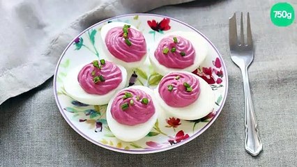 Œufs mimosa à la betterave