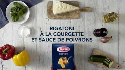Rigatoni à la courgette et sauce de poivrons
