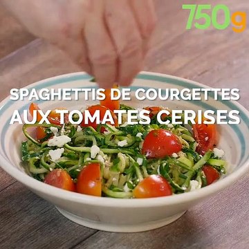 Spaghettis de courgettes, pesto et féta