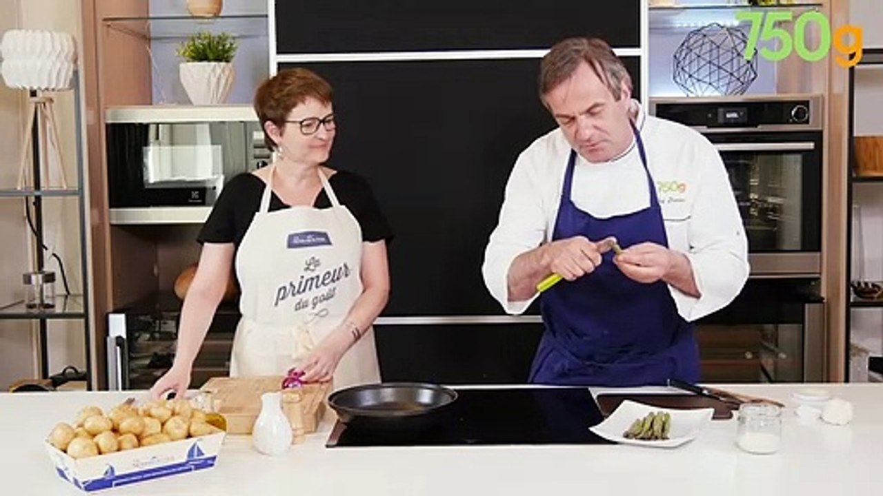 Salade de pommes de terre primeur de noirmoutier, asperges et parmesan