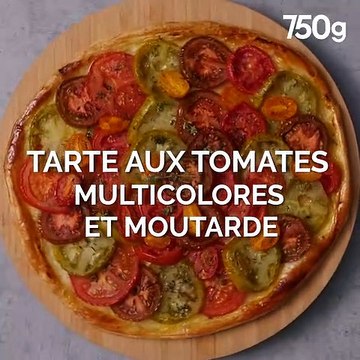 Tarte aux tomates multicolores et moutarde