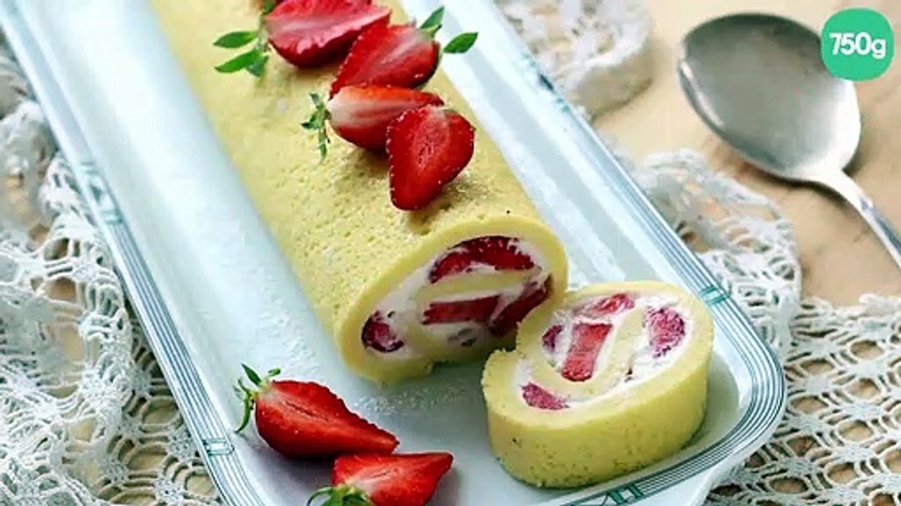 Gâteau roulé à la fraise