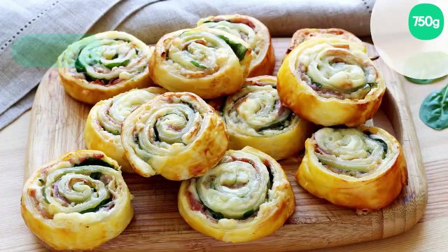 Escargots feuilletés au jambon et au fromage