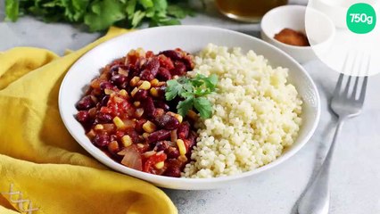 Chili de haricots rouges et couscous en perles