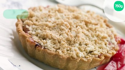 Tarte rhubarbe amandine en crumble