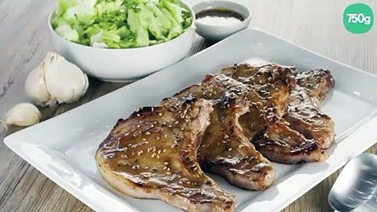 Côtes de porc marinées au miel moutarde et sésame