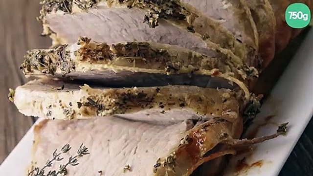 Roti de porc à la moutarde sauce crème échalotes