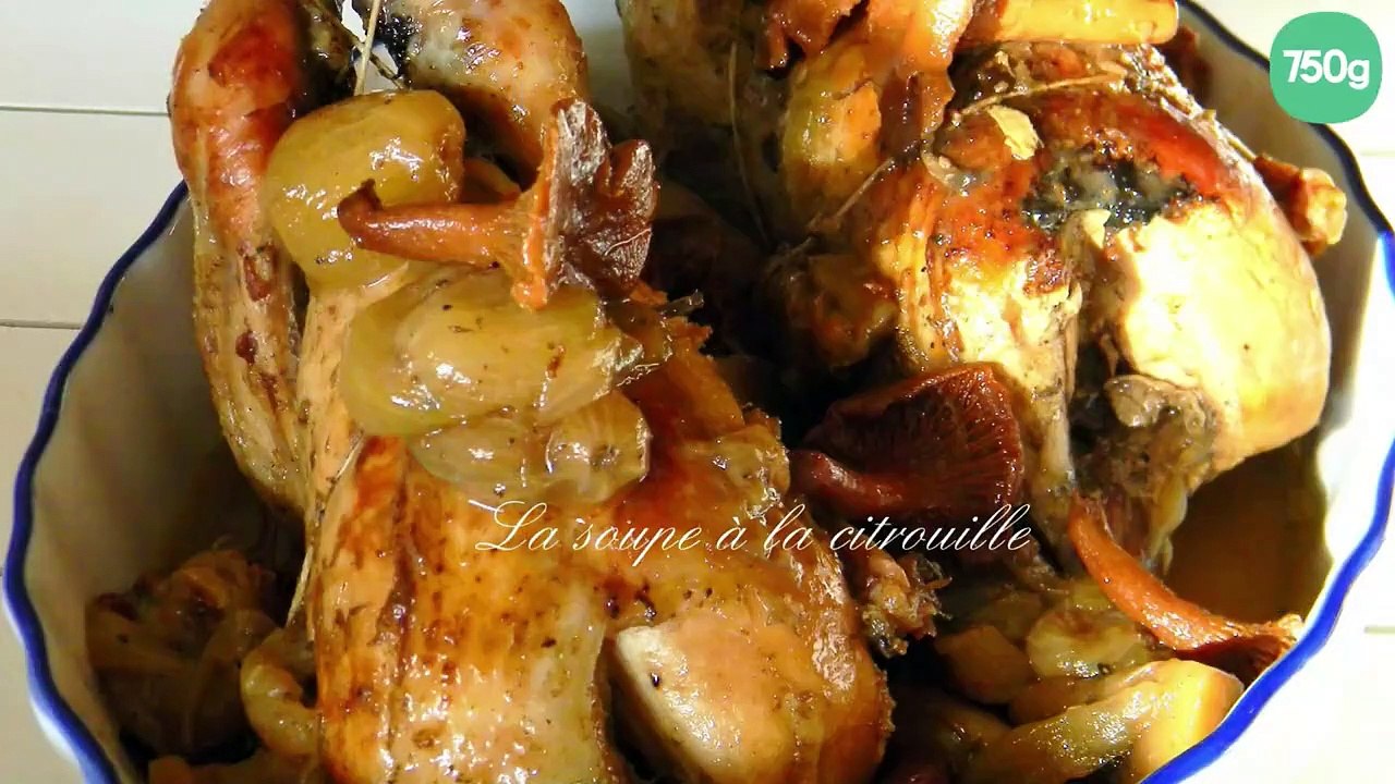 Perdrix aux raisins et aux champignons des bois