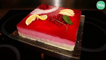 Entremet framboise sur mousse chocolat blanc