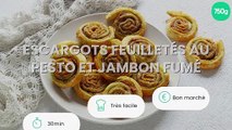 Escargots feuilletés au pesto et jambon fumé