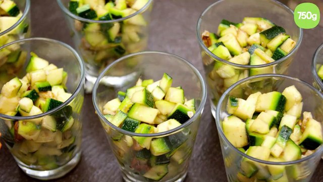 Verrines croquantes de courgettes aux noix