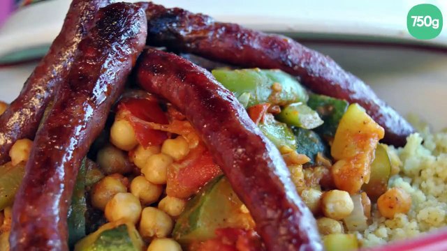 Tajine de merguez, légumes et semoule