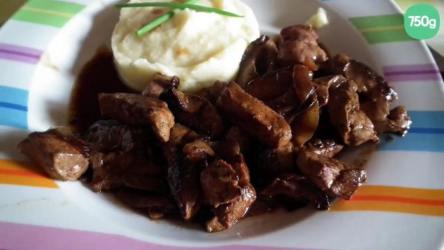 Foie de bœuf aux oignons caramélisés et Montbazillac