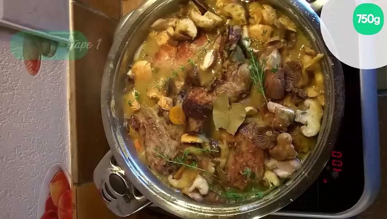 Lapin vin blanc, champignons et carottes