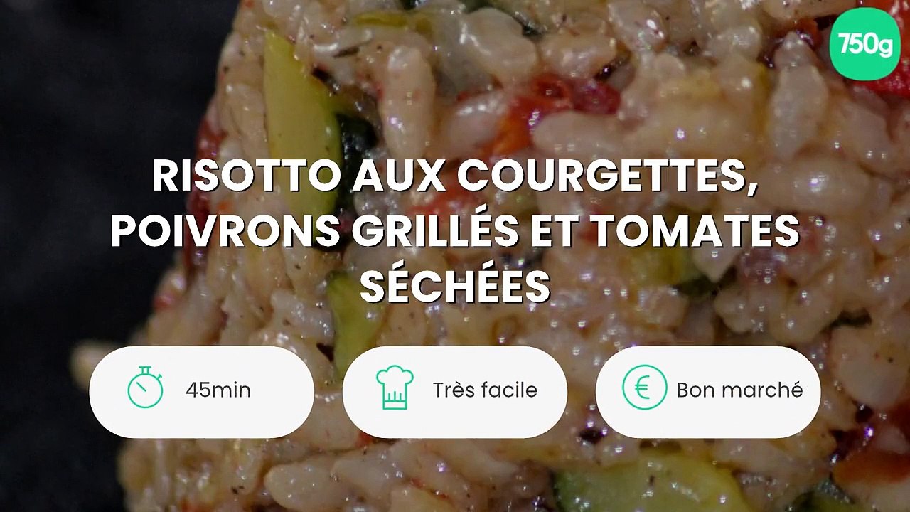 Risotto aux courgettes, poivrons grillés et tomates séchées