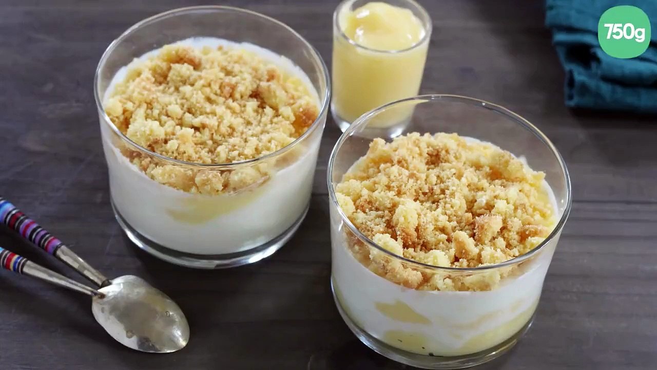Petits pots de crème au citron, topping crumble