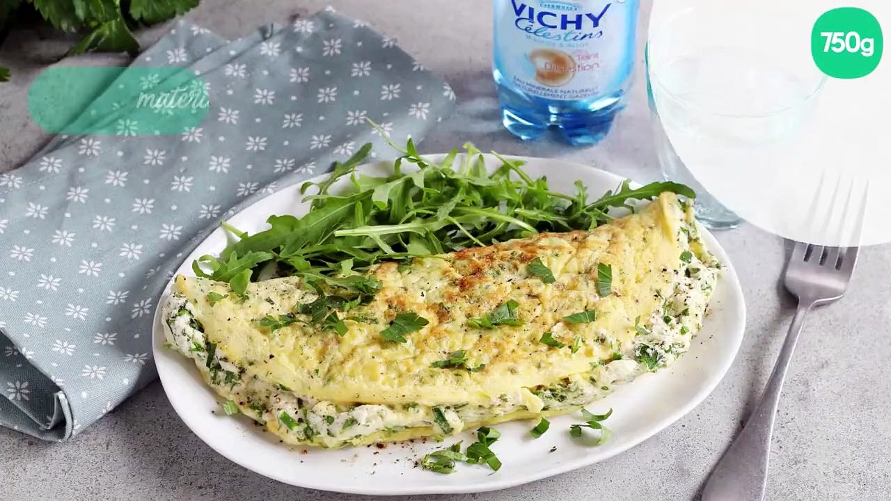 Omelette soufflée à l'eau minerale et aux herbes