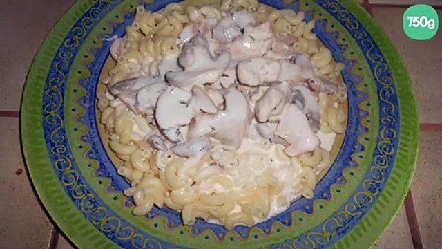 Pâtes aux escalopes champignons à la crème