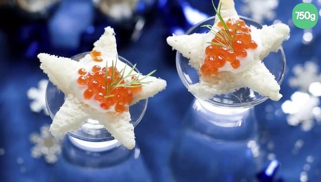 Bouchées de Noël aux oeufs de saumon de Norvège