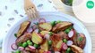 Salade de pommes de terre primeur rôties aux petits pois frais et radis