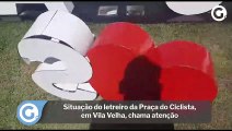 Situação do letreiro da Praça do Ciclista, em Vila Velha, chama atenção