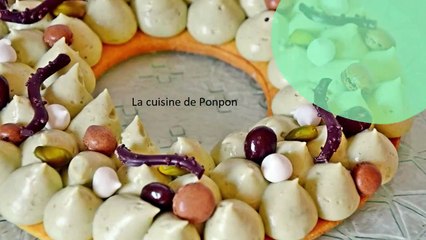 Pâte sucrée selon Cyril Lignac, garnie de crème diplomate à la pistache