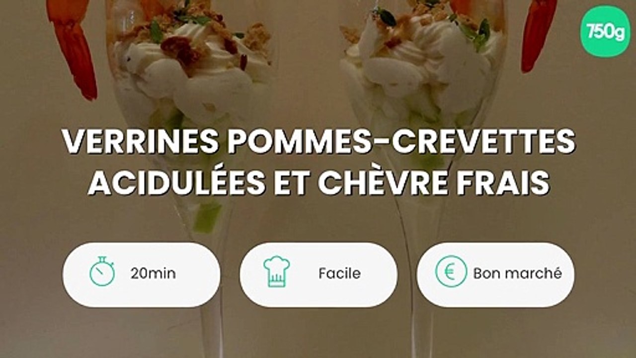 Verrines pommes-crevettes acidulées et chèvre frais