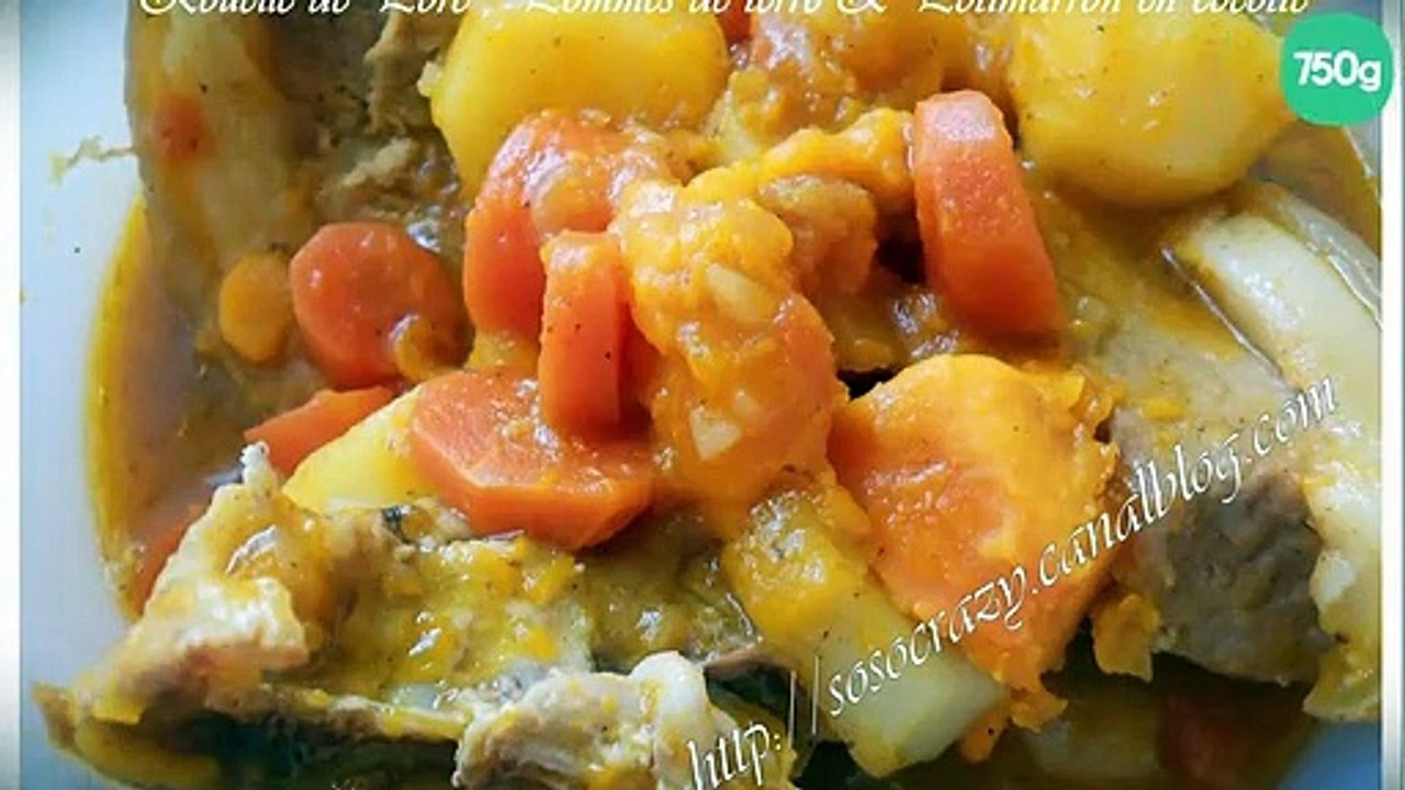 Rouelle de porc, pommes de terre et potimarron en cocotte