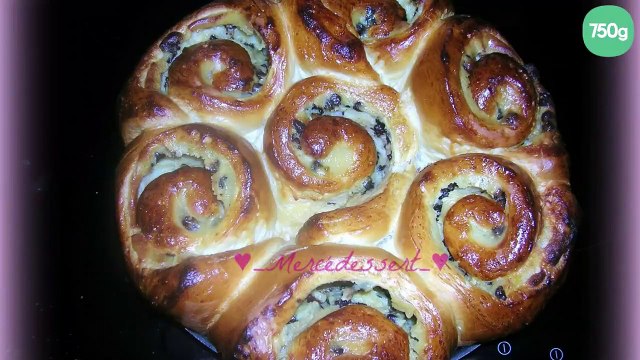 Chinois crème pâtissière et pépites de chocolat