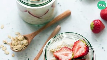 Overnight oats au fromage blanc et fraises