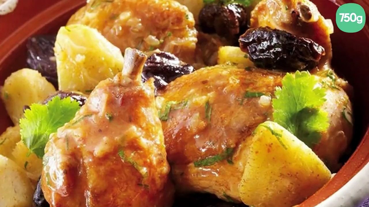 Tajine de poulet aux pruneaux et fonds d'artichauts