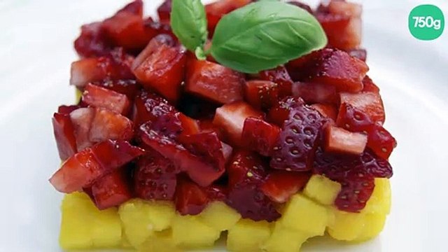Tartare de fraises Guariguettes et mangue au citron vert et basilic
