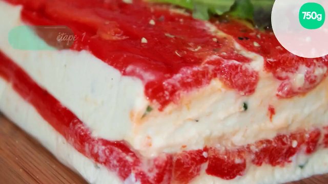 Terrine de poivron grillé, chèvre frais et basilic