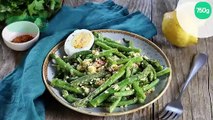 Salade de haricots verts et asperges, vinaigrette à la sauce soja sucrée