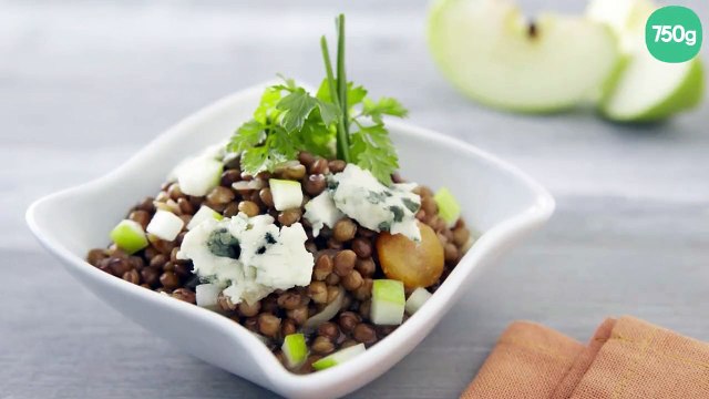 Lentilles, roquefort et herbes fraîches