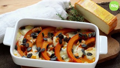 下载视频: Gratin de potimarron au Lingot d'Or et graines de courge