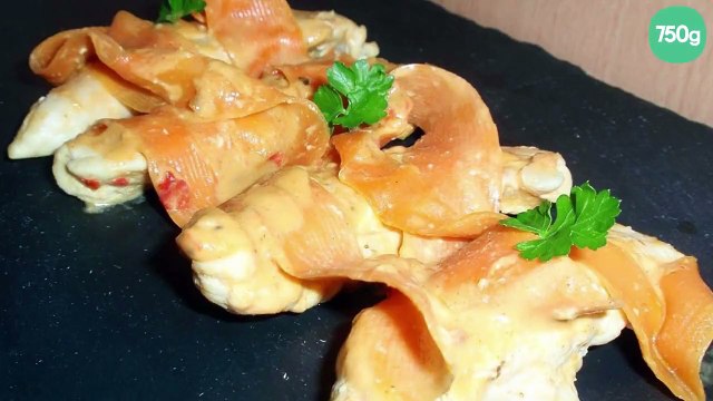 Aiguillettes de poulet sauce moutarde et ses tagliatelles de carottes
