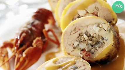 Ballottine de chapon cœur de noisette et écrevisses